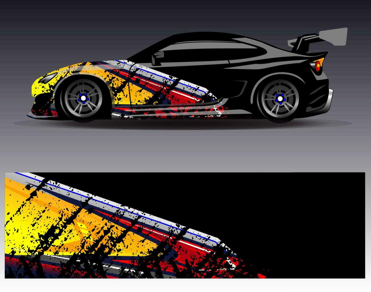 Car wrap design vector. Graphic abstract stripe racing background kit designs for wrap vehicle  race car  rally  adventure and livery vector