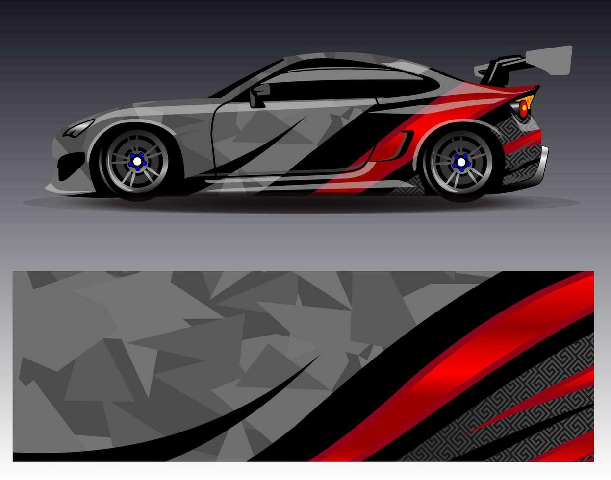 Car wrap design vector. Graphic abstract stripe racing background kit designs for wrap vehicle  race car  rally  adventure and livery vector