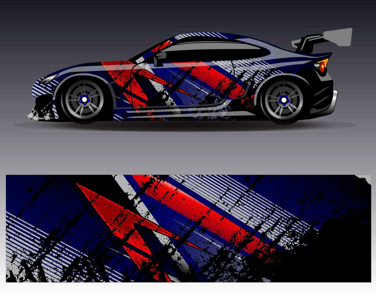 Car wrap design vector. Graphic abstract stripe racing background kit designs for wrap vehicle  race car  rally  adventure and livery vector