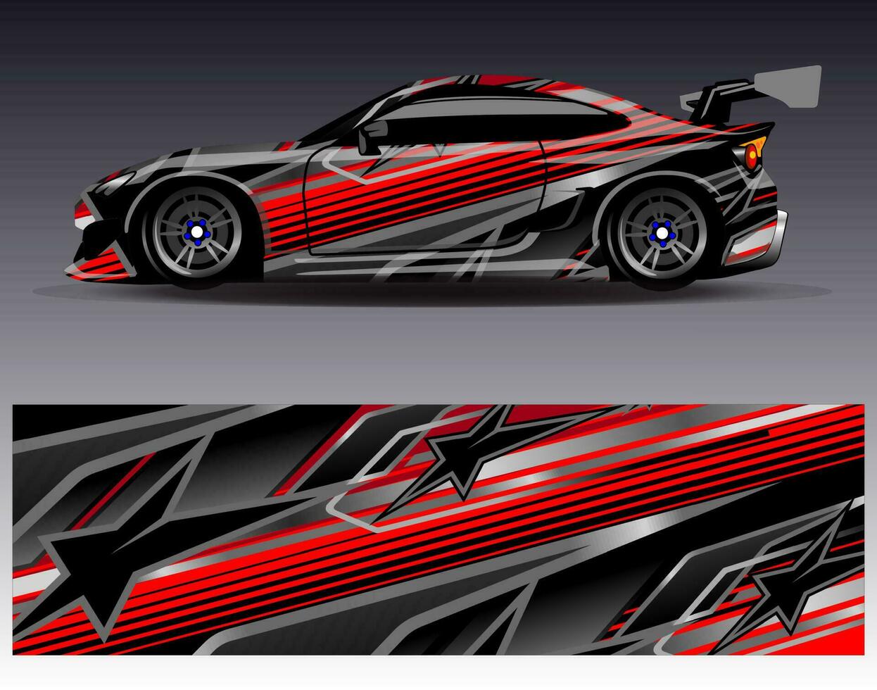 Car wrap design vector. Graphic abstract stripe racing background kit designs for wrap vehicle  race car  rally  adventure and livery vector