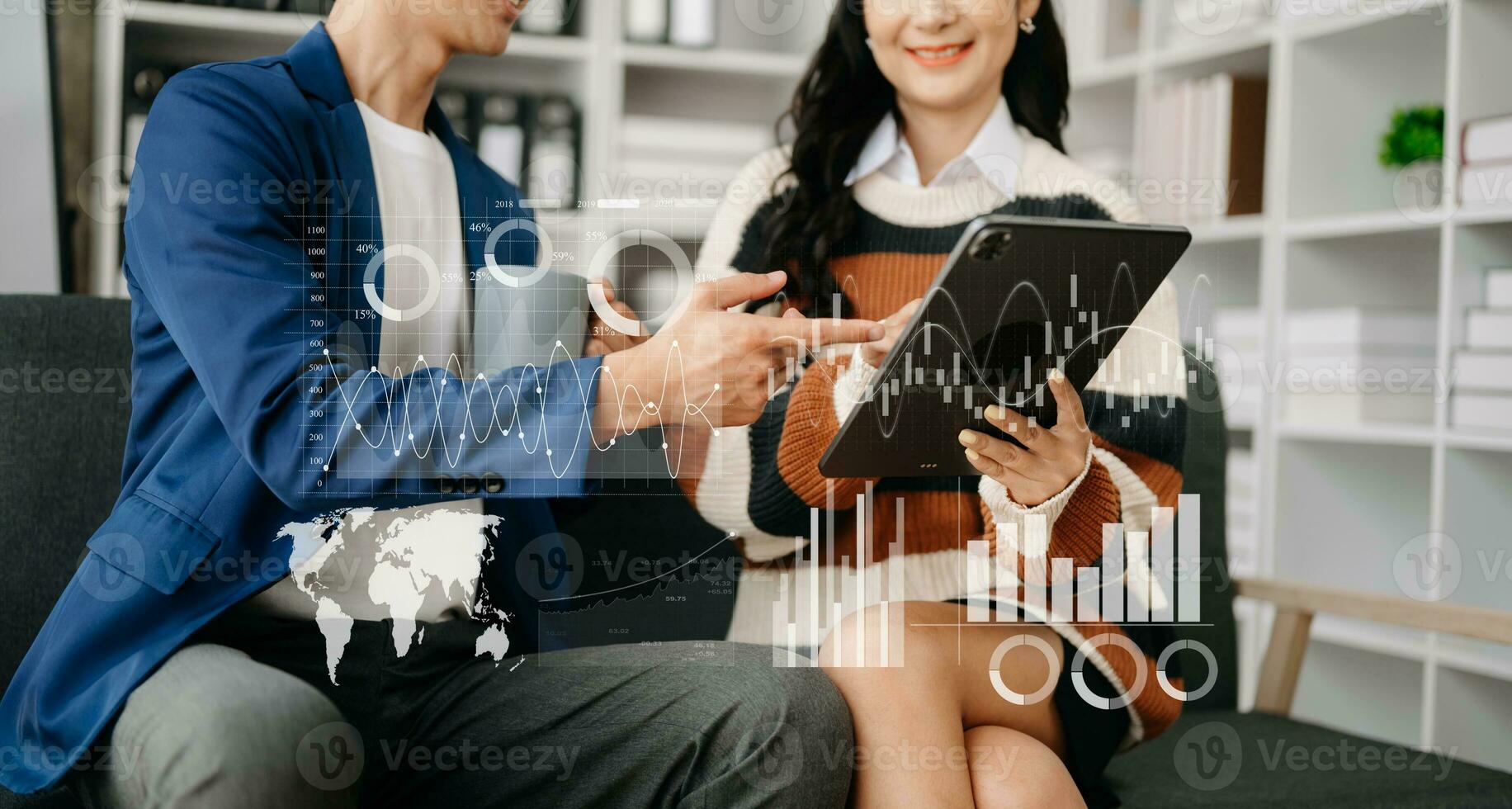 Project manager working and update tasks with milestones progress planning and Gantt chart scheduling diagram.business tram working at office photo
