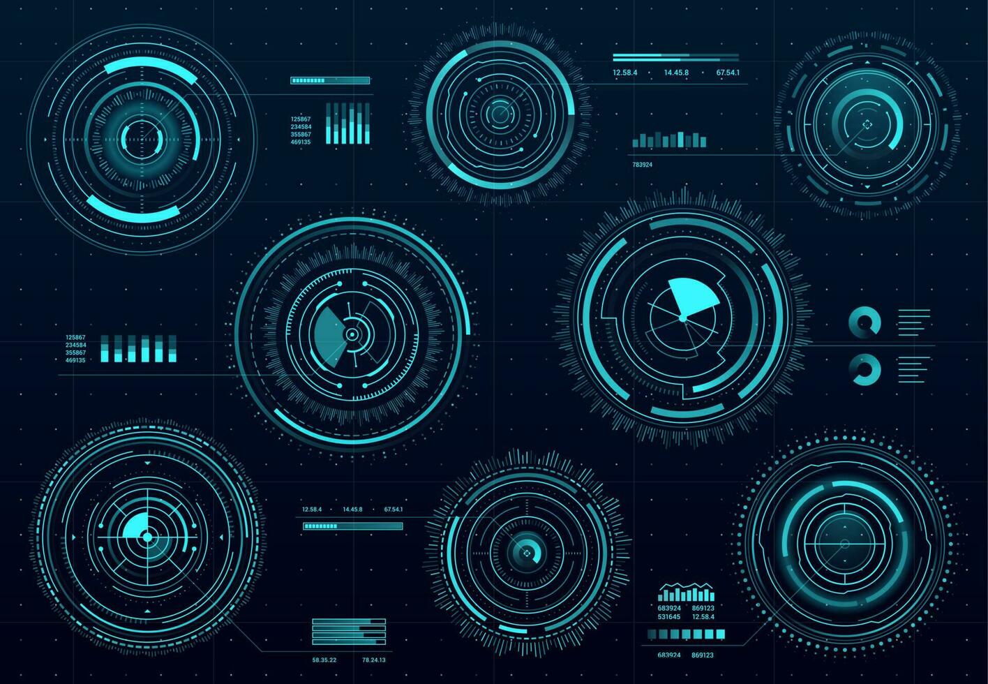 Circle futuristic HUD digital interface, screen vector