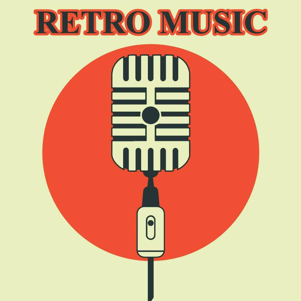 Vintage microphone vector art, icon, and graphic