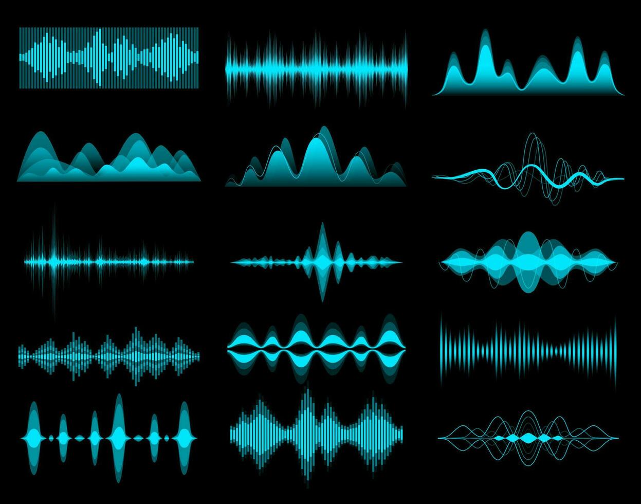 HUD sound music equalizer, audio waves interface 24081535 Vector Art at