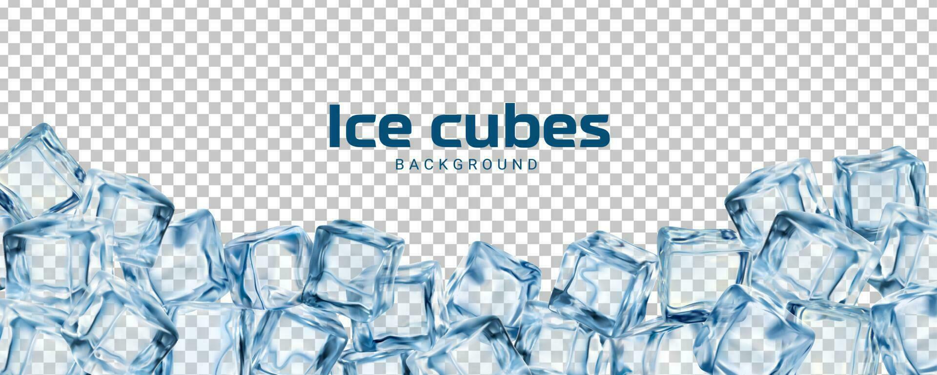 Realistic ice cubes background, crystal ice blocks vector