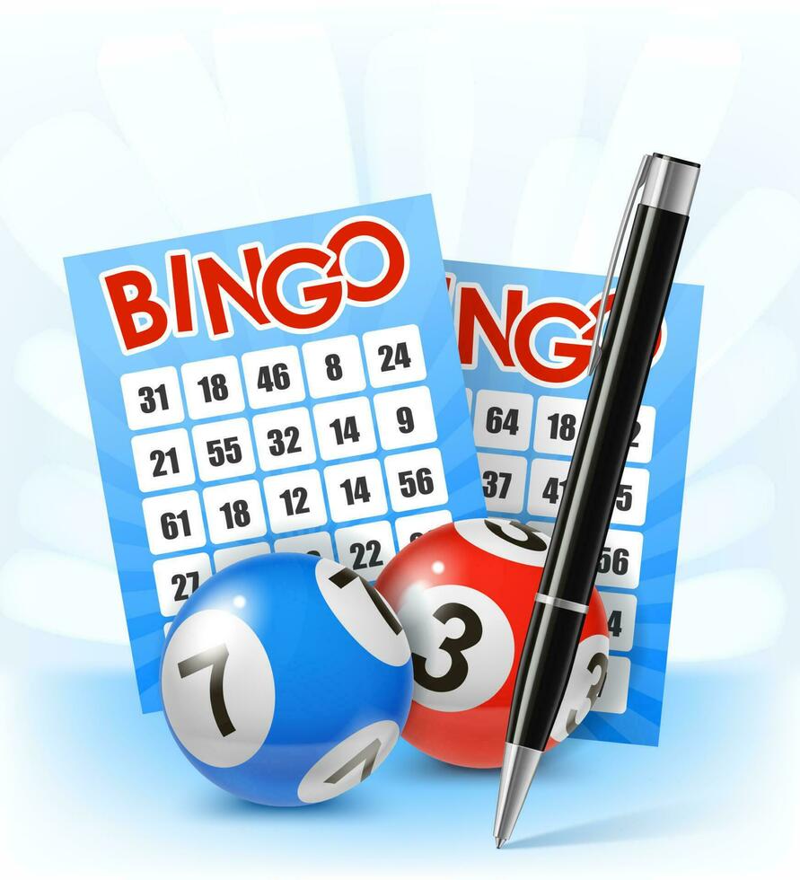 Bingo lottery balls and tickets background vector