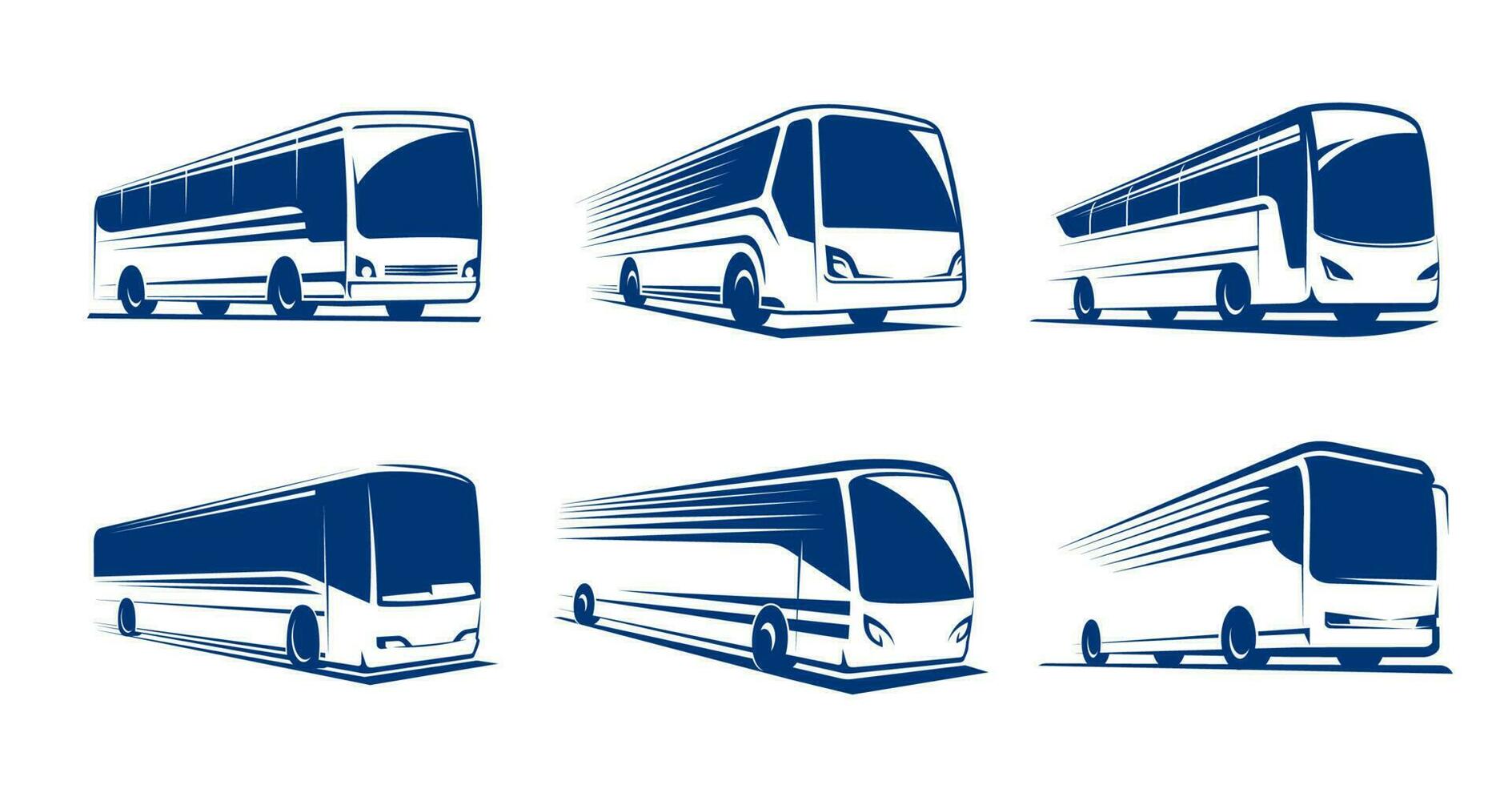 Travel bus icons, tour transport, passenger coach vector