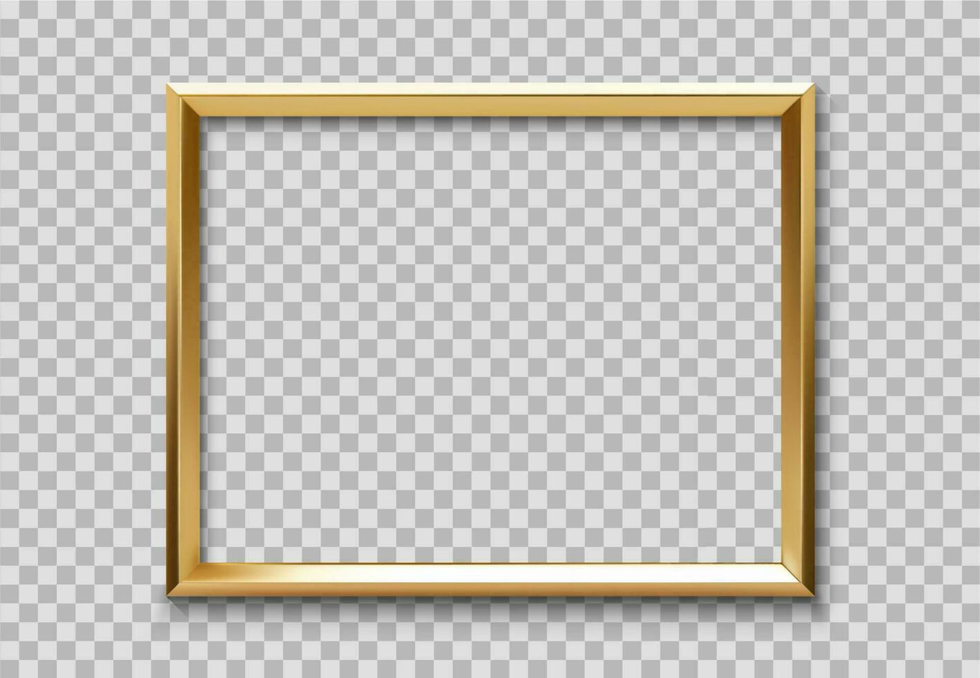 Golden frame border or gold shine square framework vector