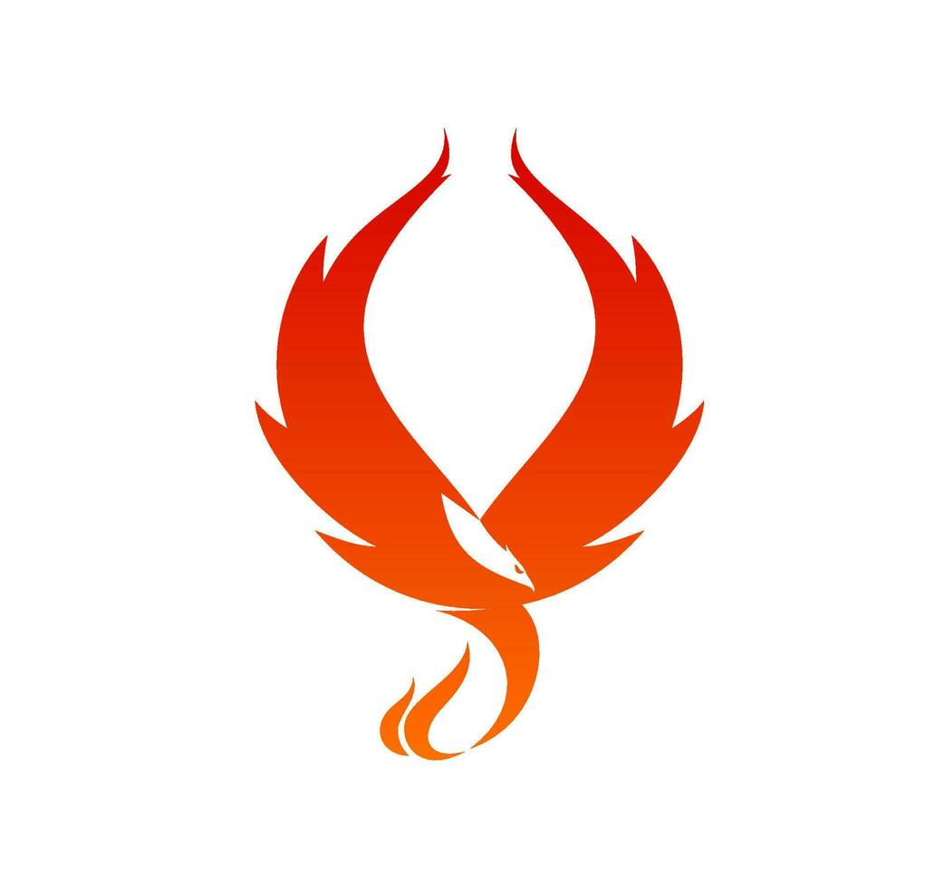 Phoenix rising from fire bird icon or emblem vector