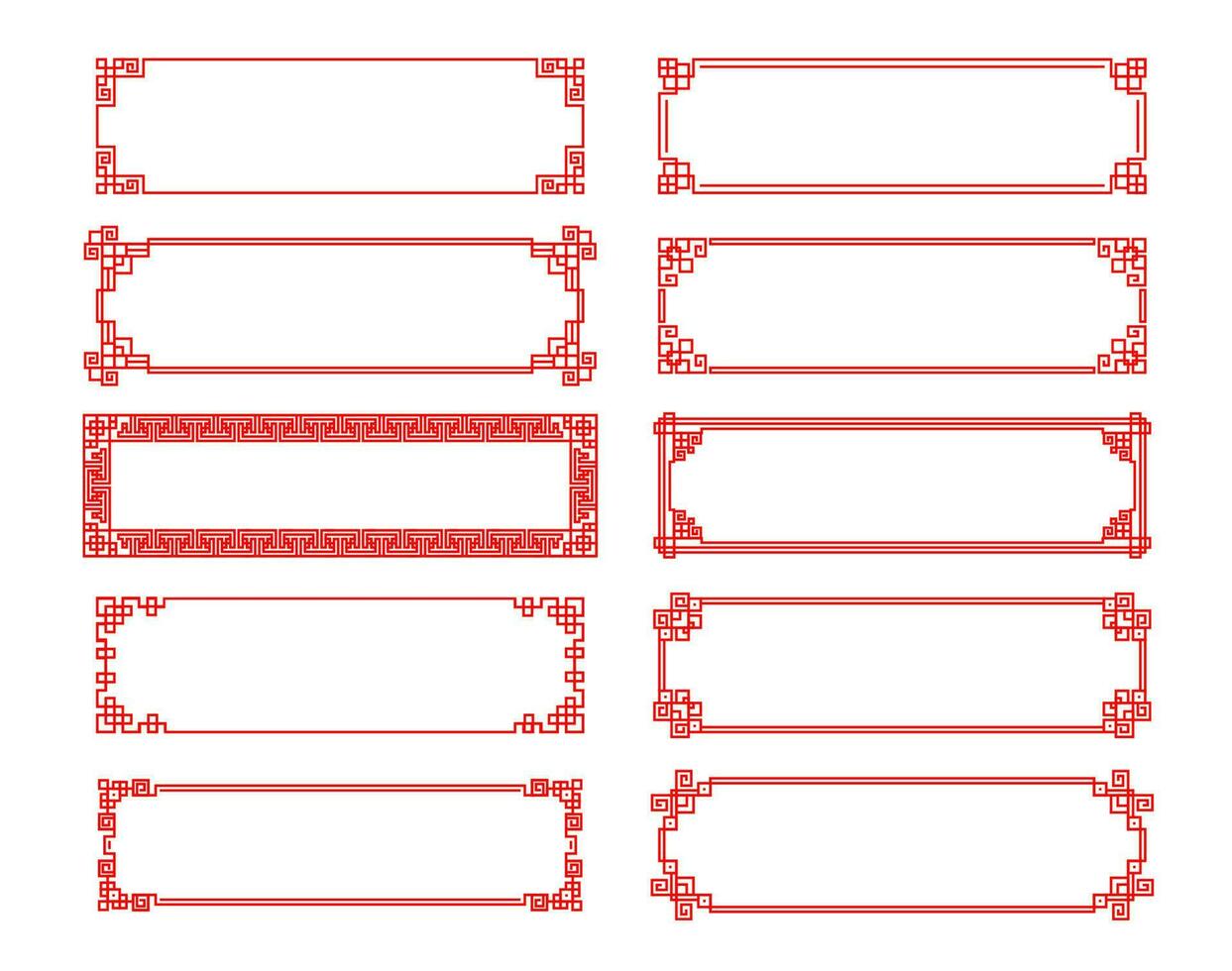 Red asian rectangular chinese, japanese frames vector