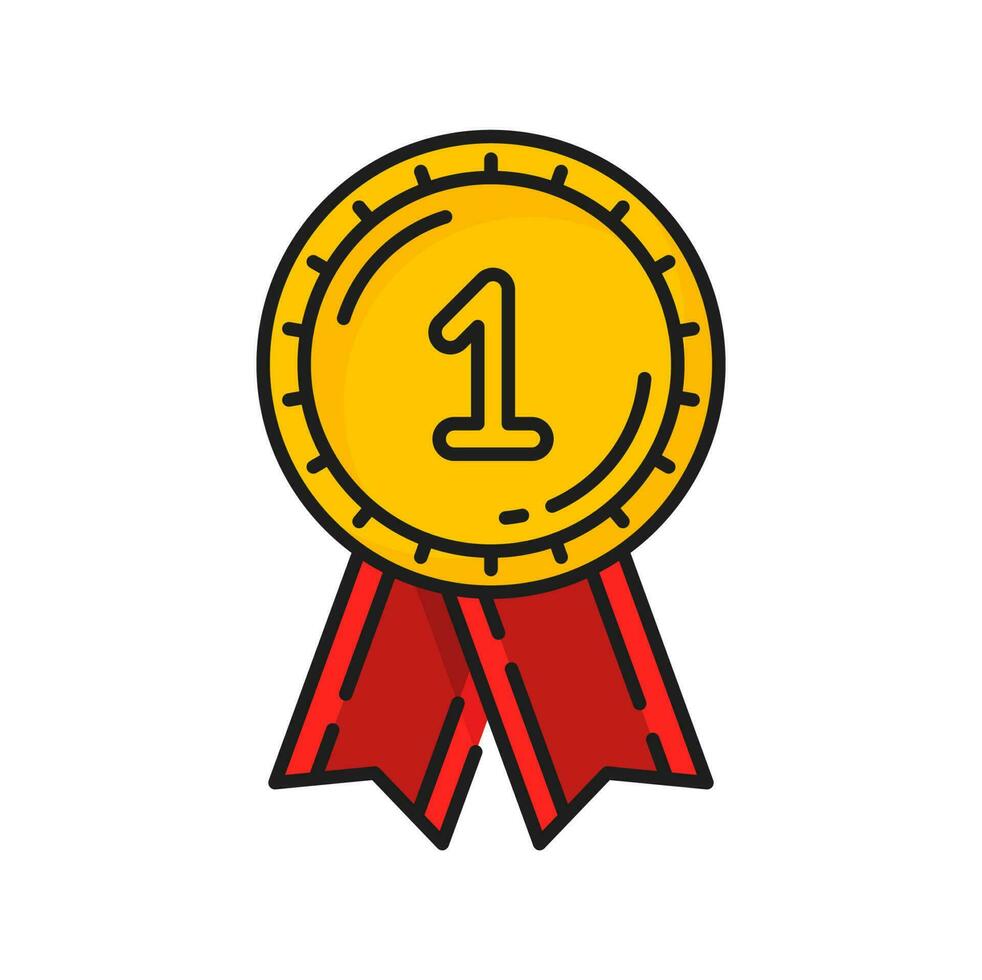 Number 1 golden medal award best trophy prize sign vector