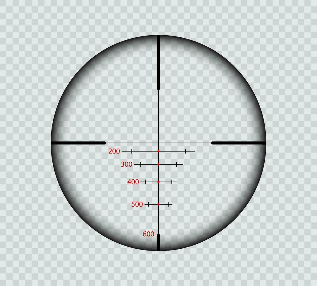 militar francotirador rifle alcance, caza visión retículo vector