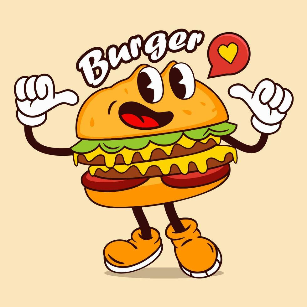 Burger Mascot Vector Art, Illustration, Icon and Graphic