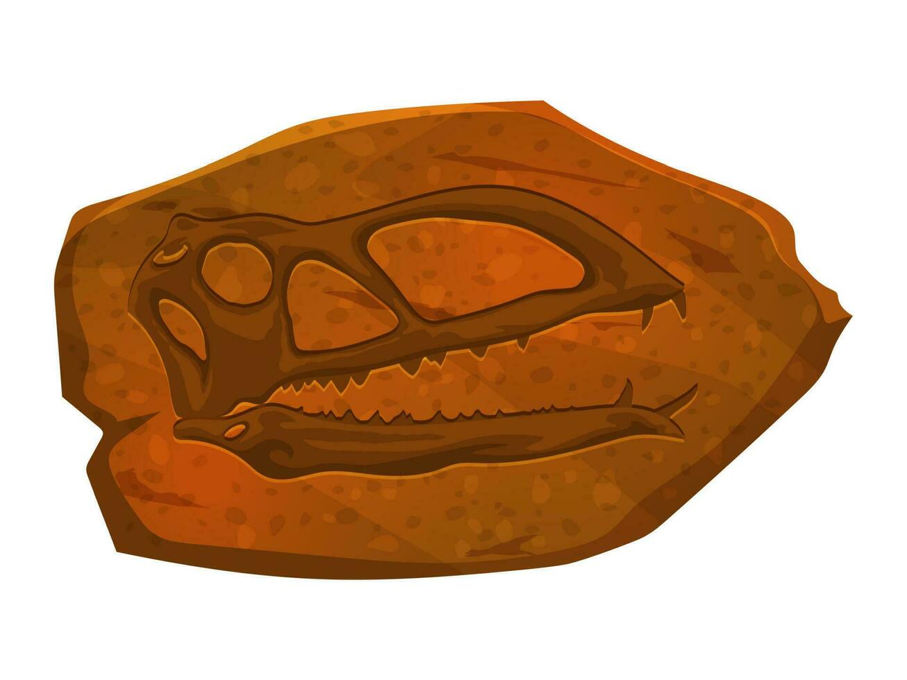 Ancient dinosaur fossil skull imprint in stone vector