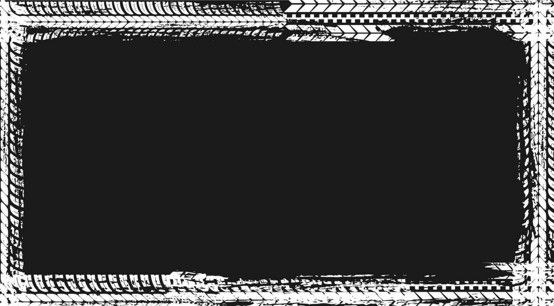 Frame made of white tyre prints, grunge border vector