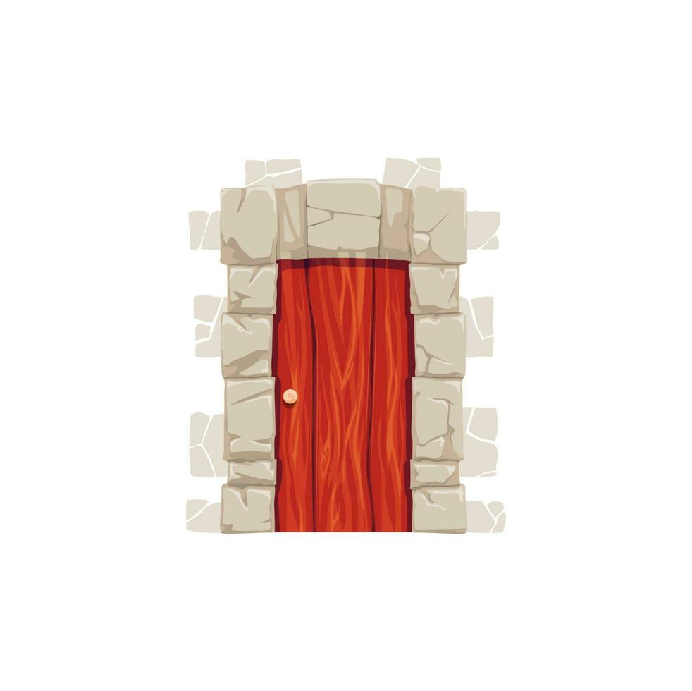 Front door with stone doorway with stonework frame vector