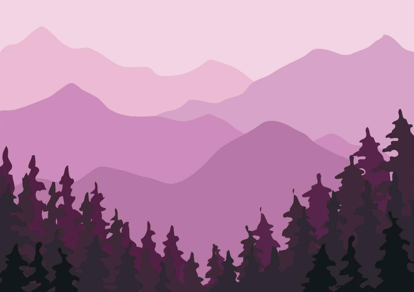 A purple mountain landscape with a mountain range in the background. vector