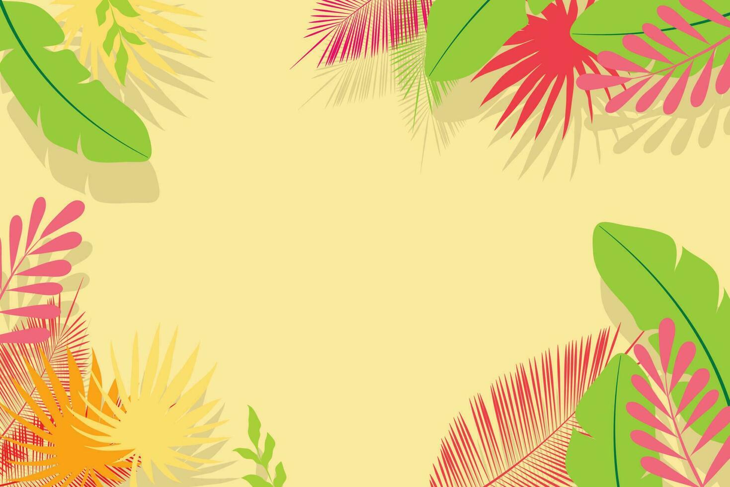 tropical background, frame, outline for text, tropical palm leaves, hawaiian print for banner, postcard. vector