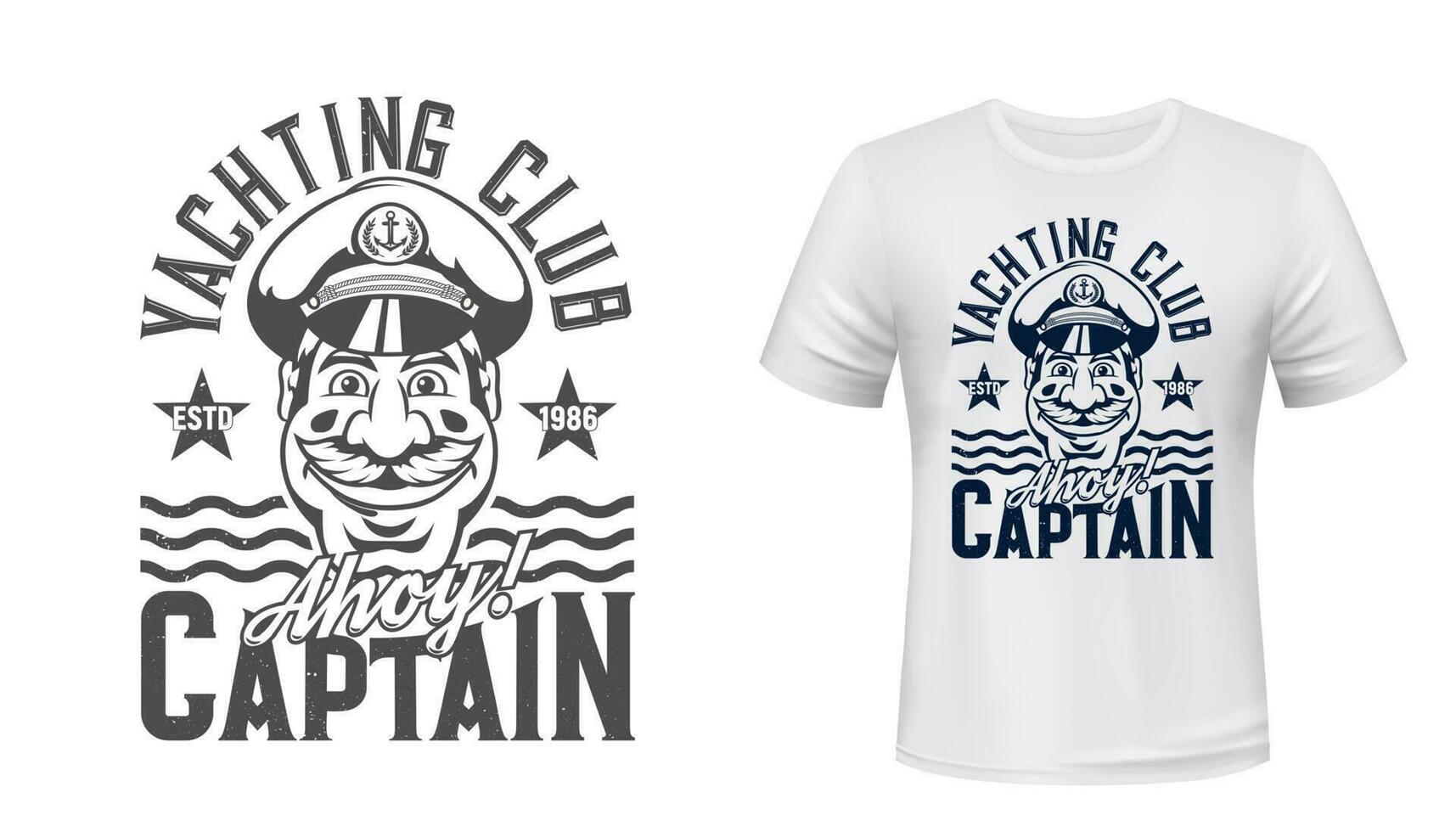 Tshirt print captain yachting club vector mascot
