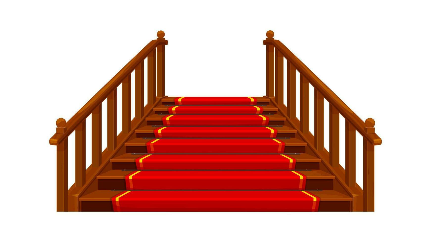 Castle and palace staircase, wooden stairs, carpet vector