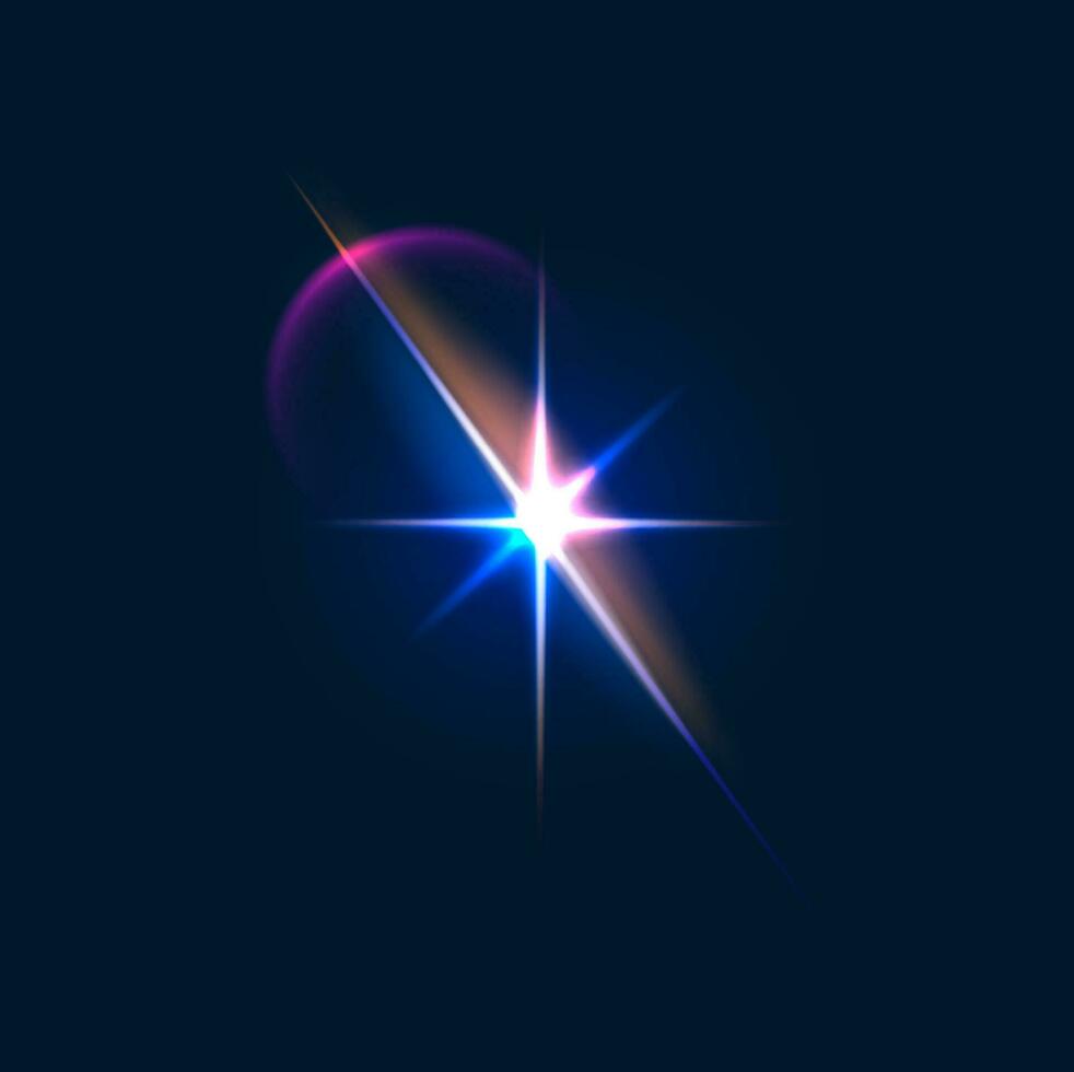Sparkle flare and flash effect, star glow light vector
