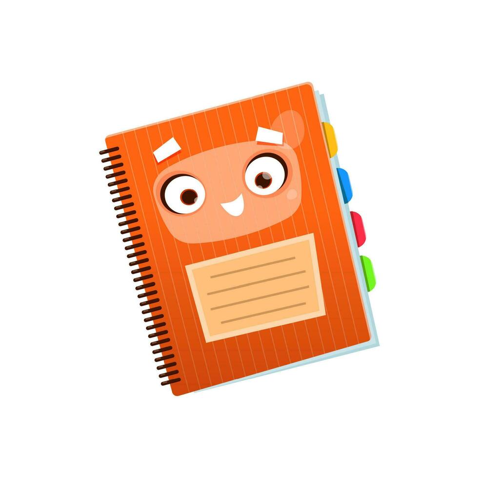 Cartoon notebook, school character, education 24082123 Vector Art at Vecteezy
