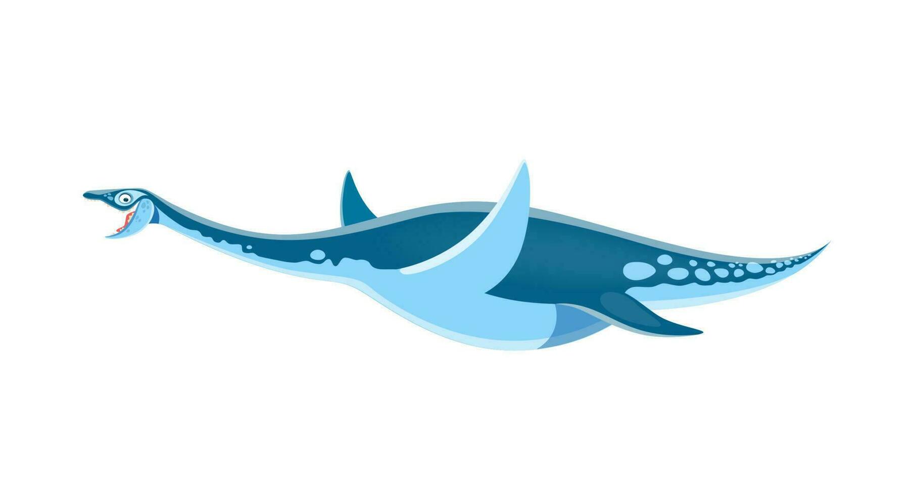 Cartoon Elasmosaurus dinosaur cute character vector