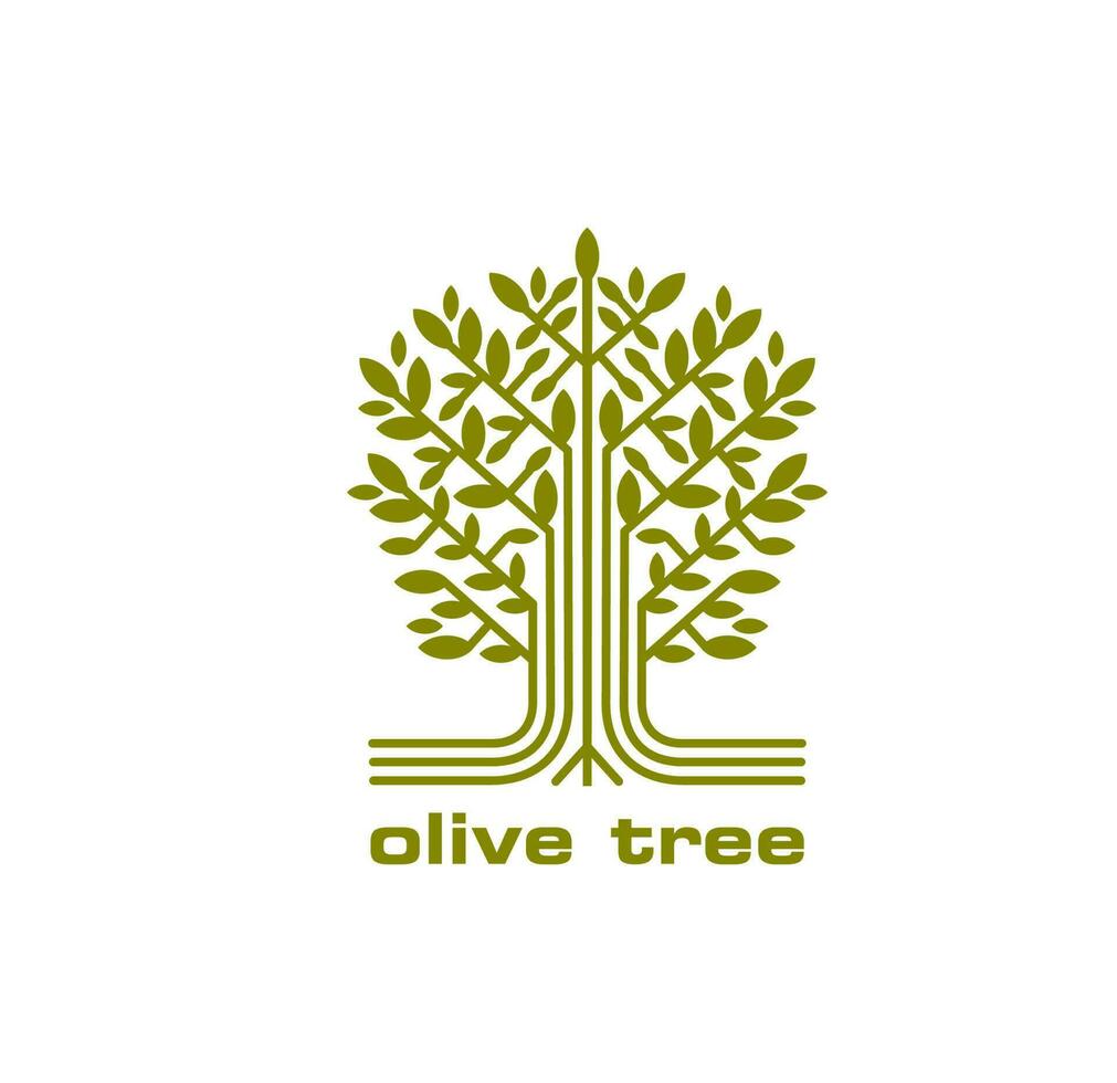 Olive tree symbol for olive oil, olive tree leaves vector