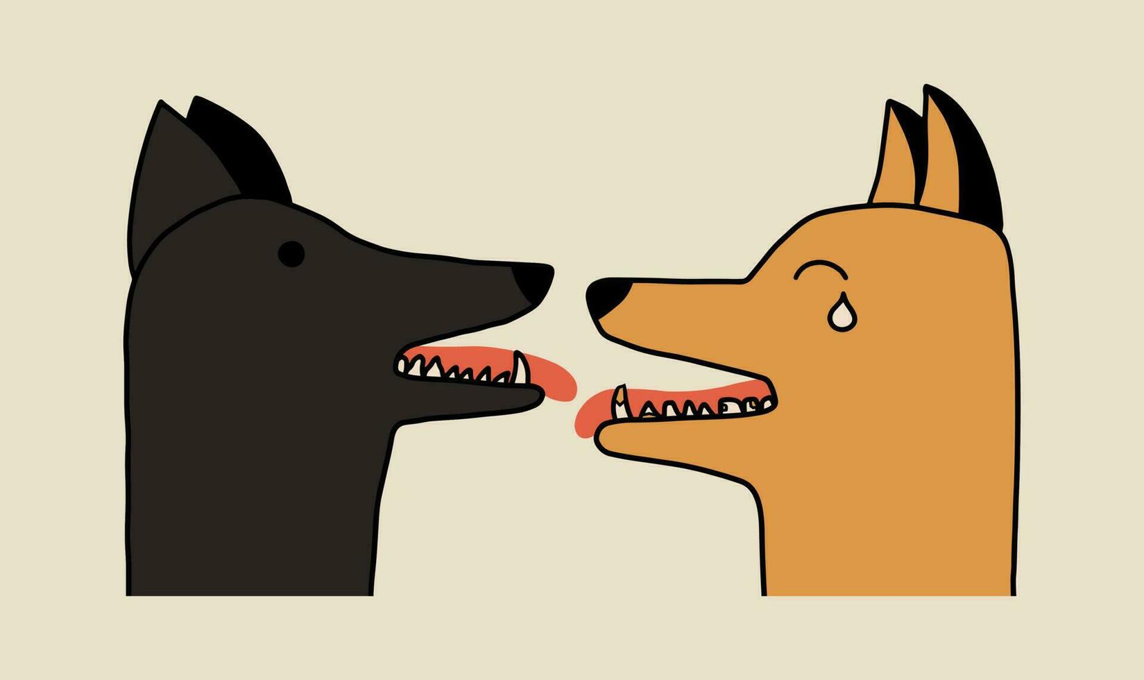 un perro con malo dientes y sano unos. cuidado y higiene de el perros boca. vector ilustración en mano dibujado estilo