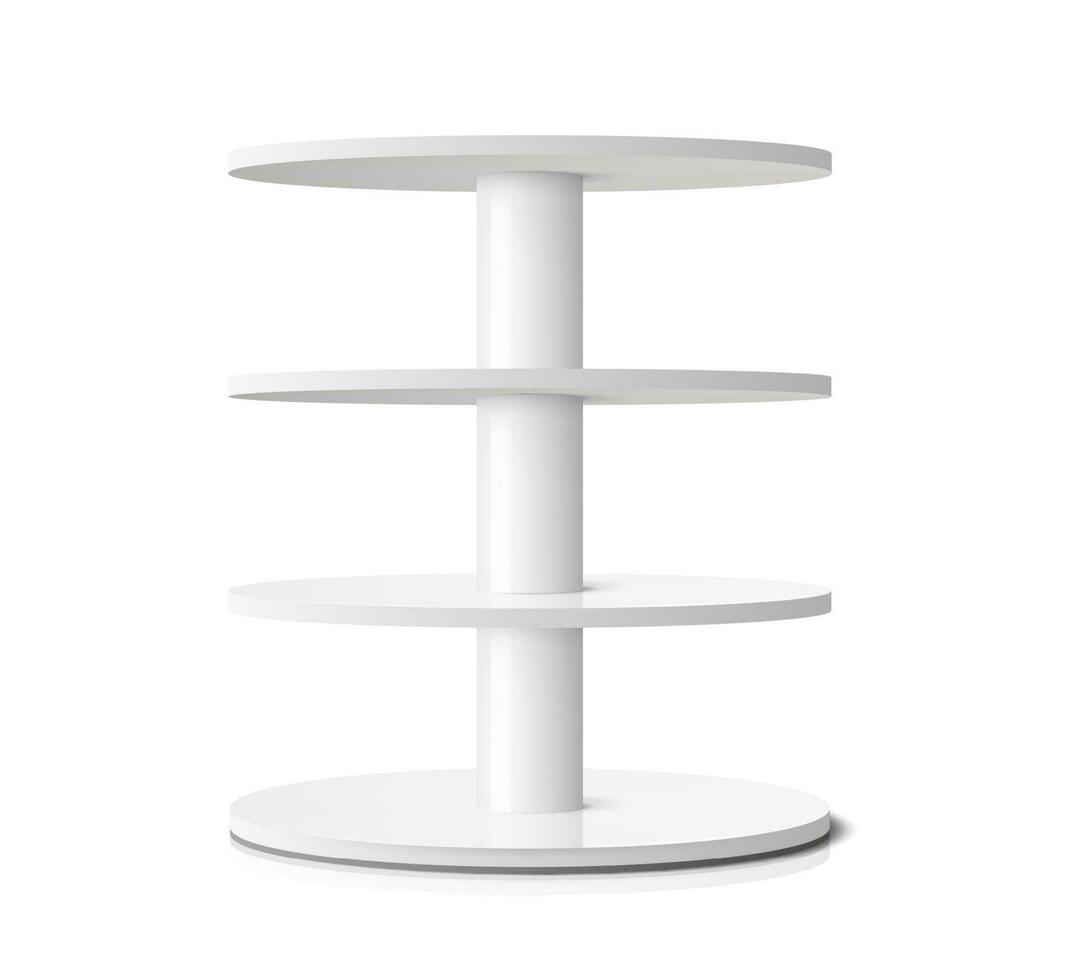 Round shelf, shop display stand or rack showcase vector