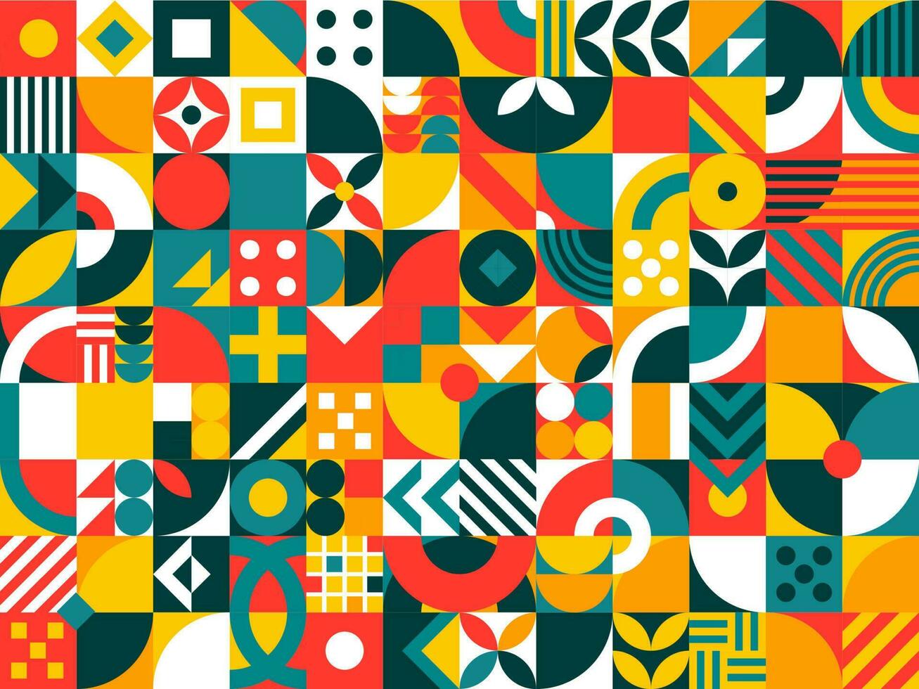 Bauhaus modern geometric pattern grid background vector