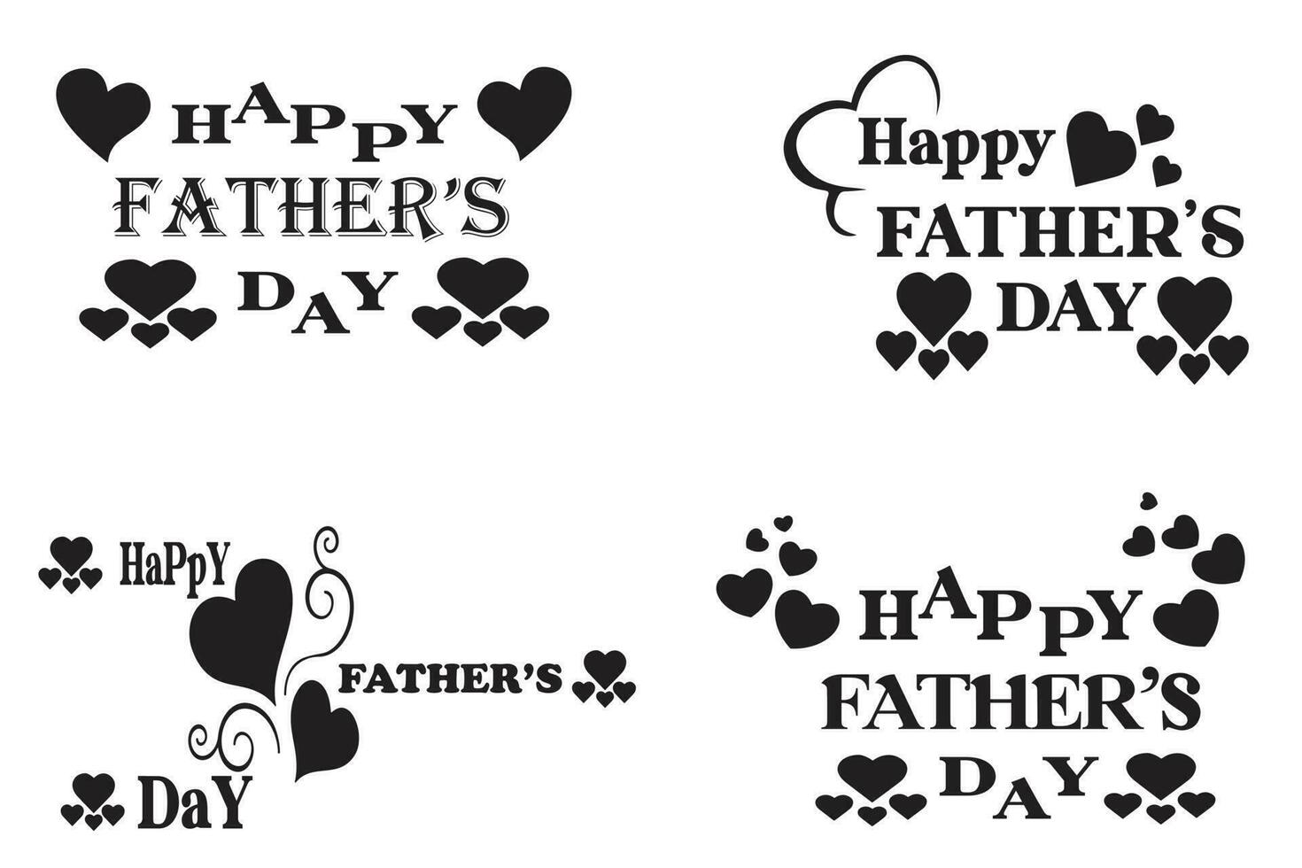 Happy Fathers Day Stylish Typographic Inscription With-Hearts Vector