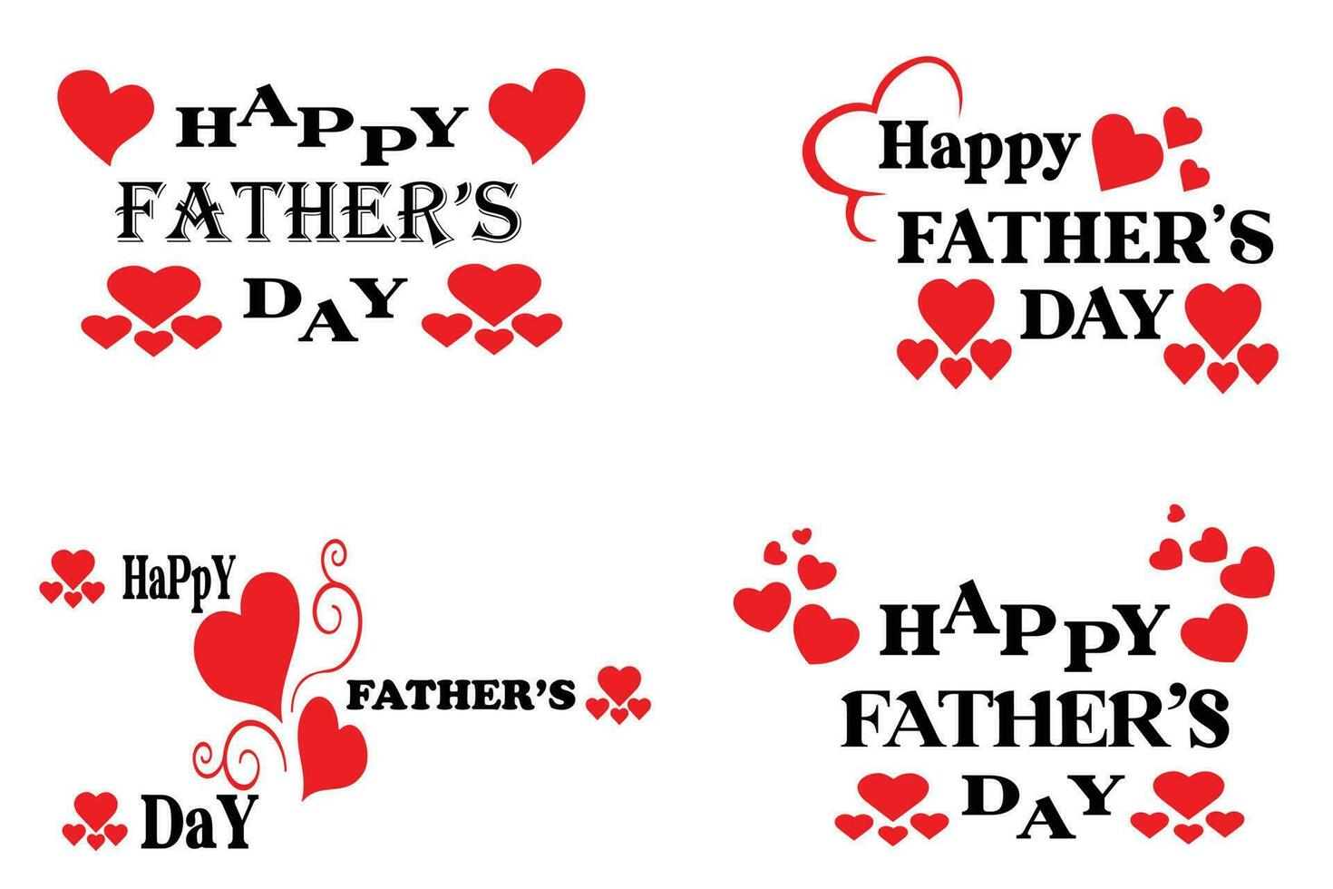 Happy Fathers Day Stylish Typographic Inscription With-Hearts Vector