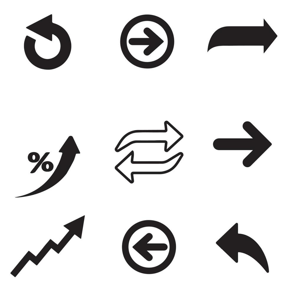 Icon Arrow Shape Black On White Background Silhouette Vector illustration Design