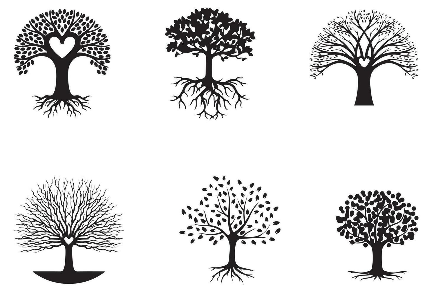 Dead And Dry Tree Silhouettes Collection Set illustration Vector Art Design