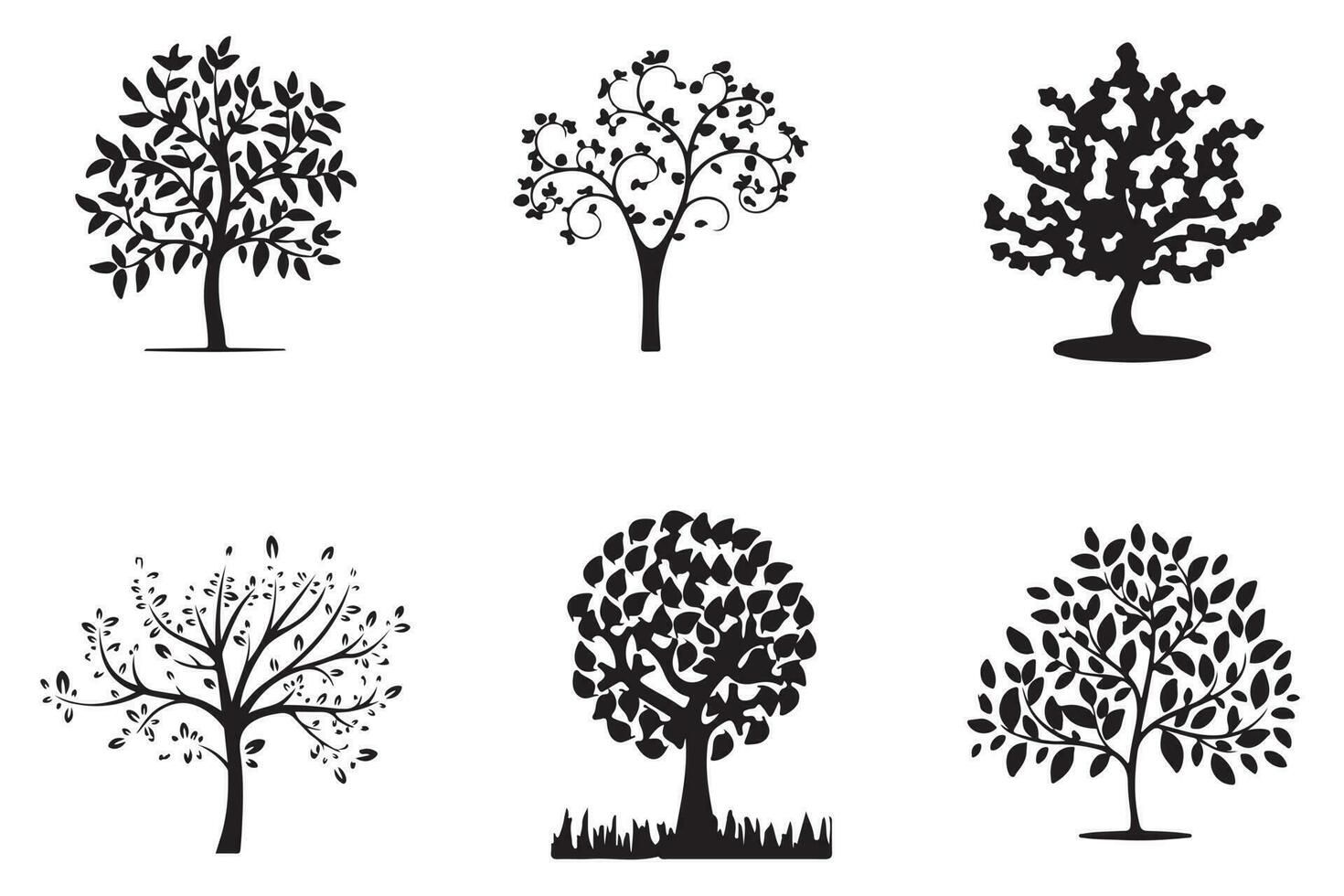 Dead And Dry Tree Silhouettes Collection Set illustration Vector Art Design