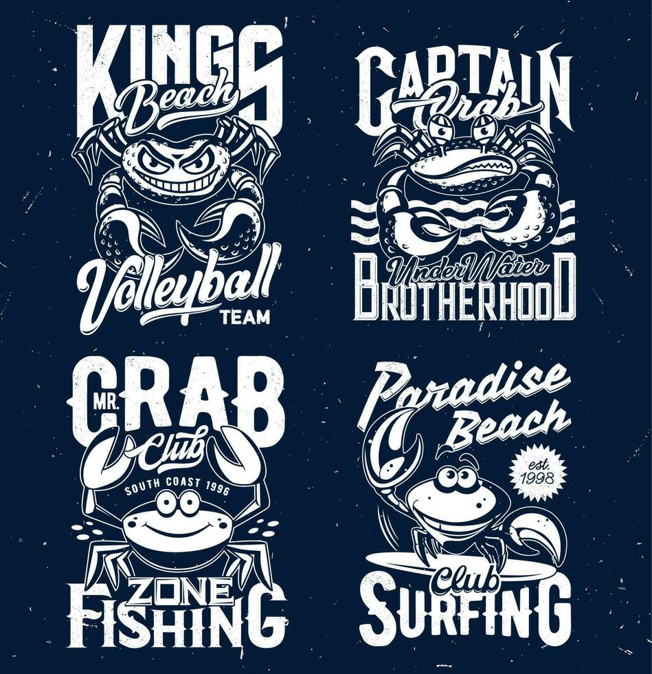 Tshirt prints crabs, vector mascots for apparel