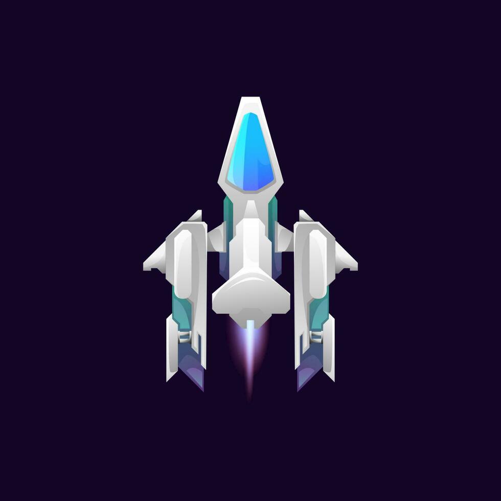 Space-craft, cartoon external galaxy explorer ship vector