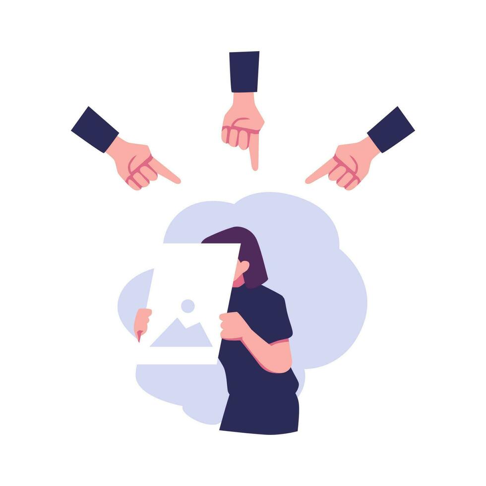 fear of critisism flat style illustration vector design