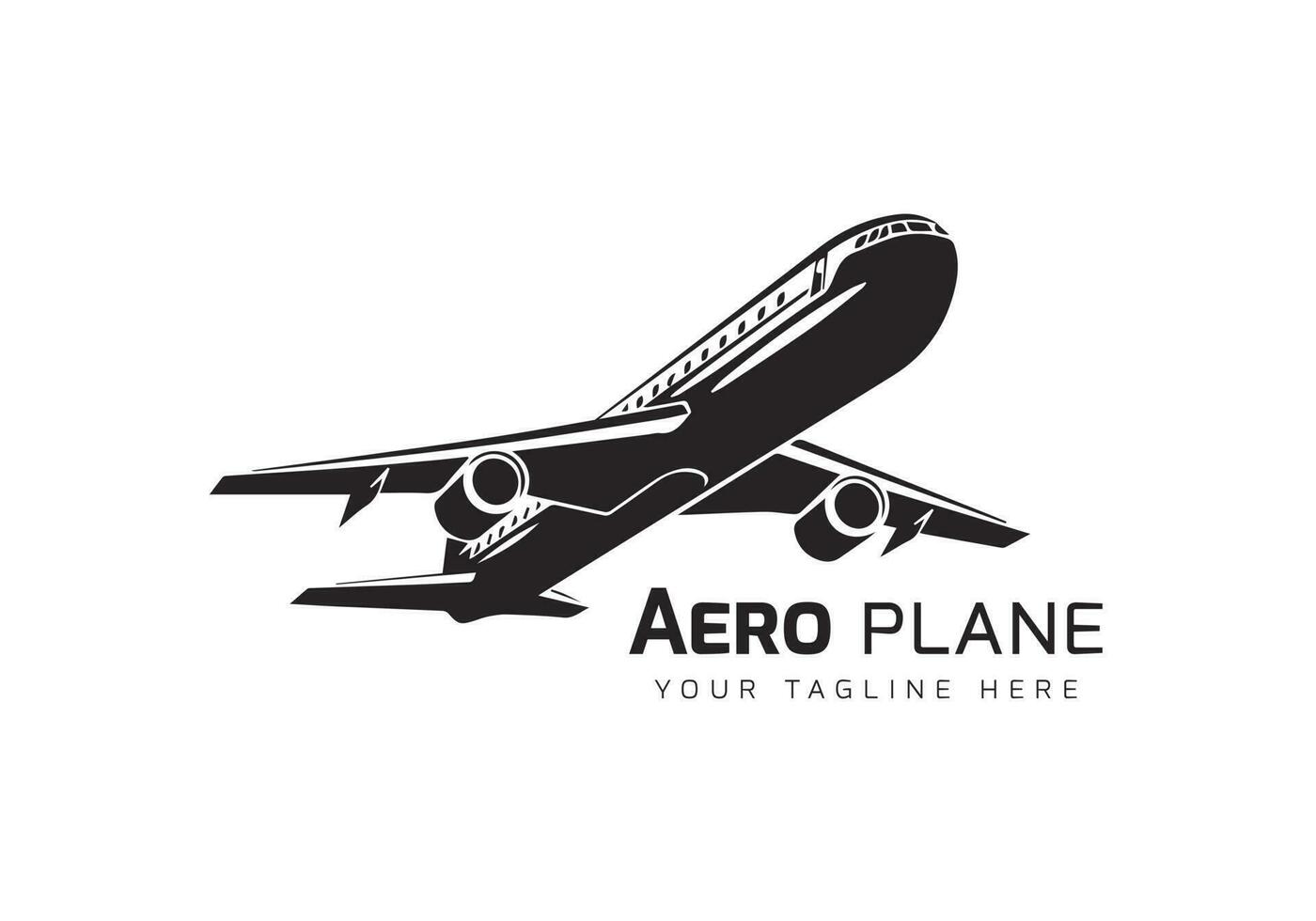 Aero plane or airplane flight flying minimal logo silhouette vector