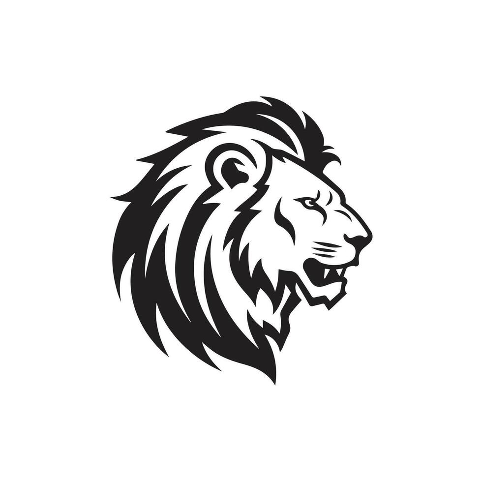 Lion king side face aggressive logo icon vector silhouette