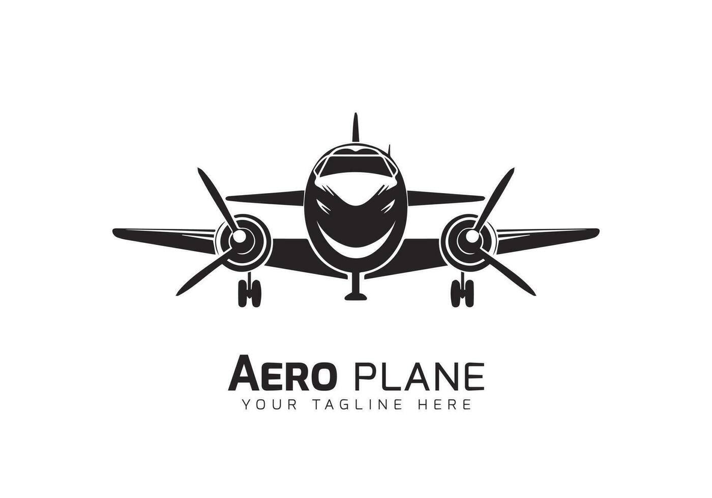 Aero plane or airplane flying jet with smile face minimal logo silhouette vector template