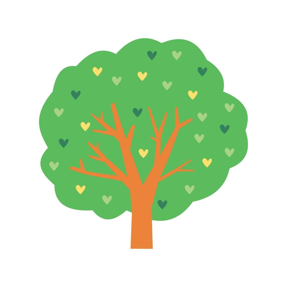 árbol con amor hojas forma vector