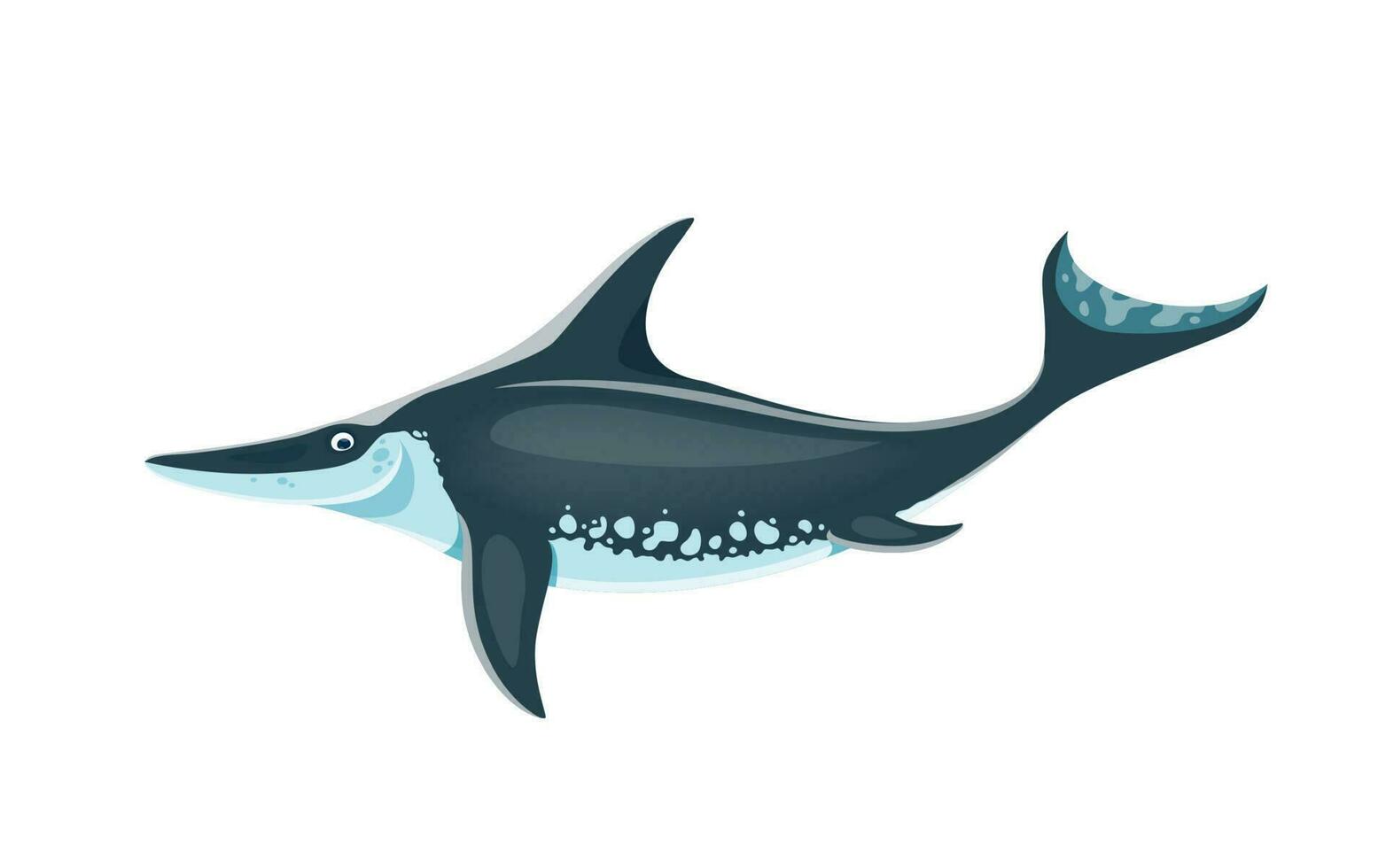 Cartoon Ichthyosaur marine dinosaur cute character vector