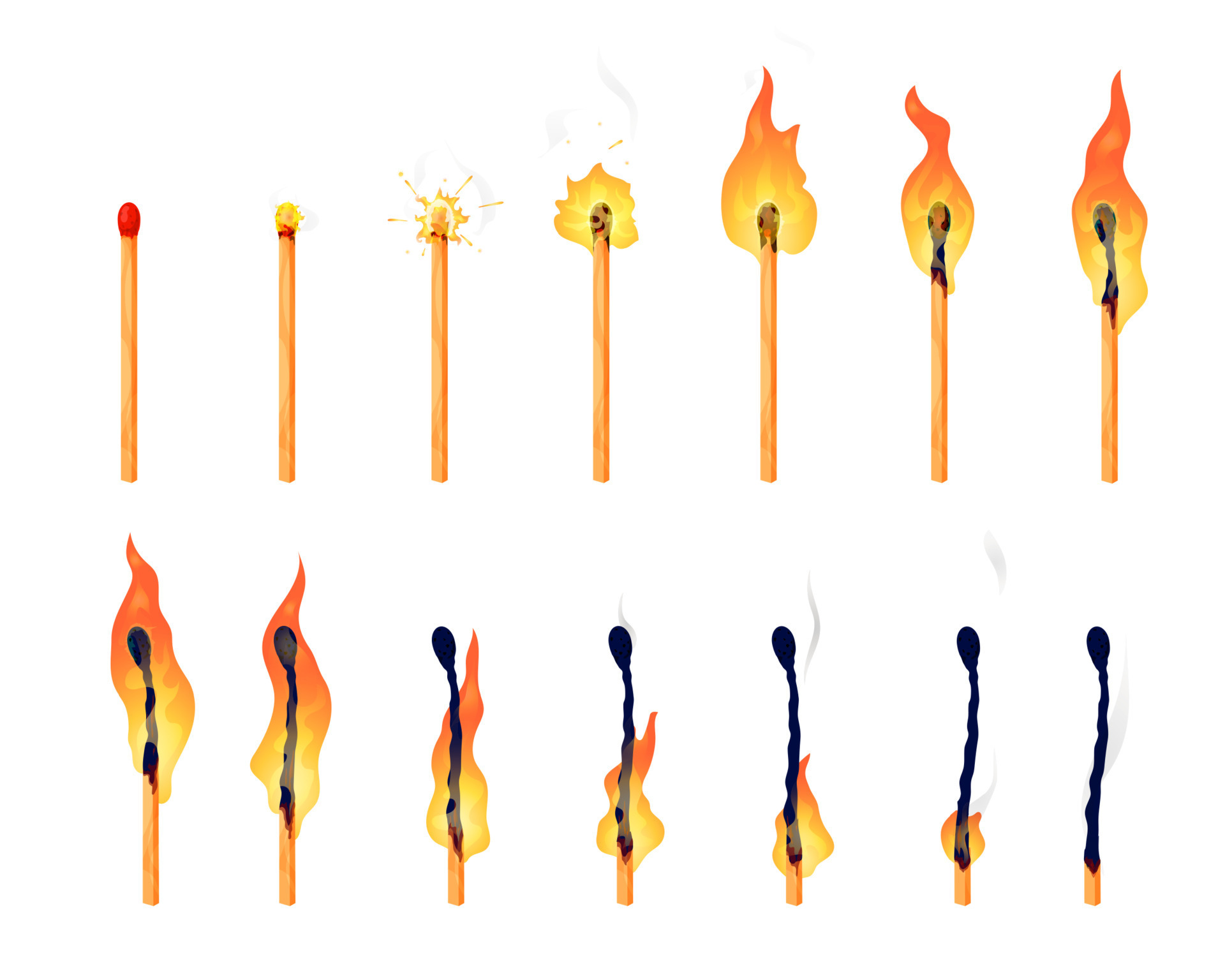 Burning match fire movement animation sequence 24082398 Vector Art at
