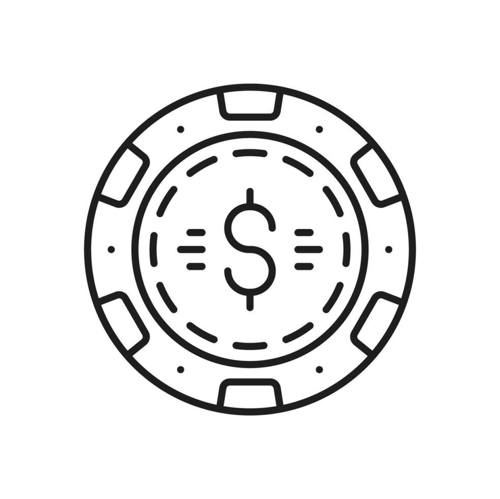 Casino chips for poker or roulette, betting token vector