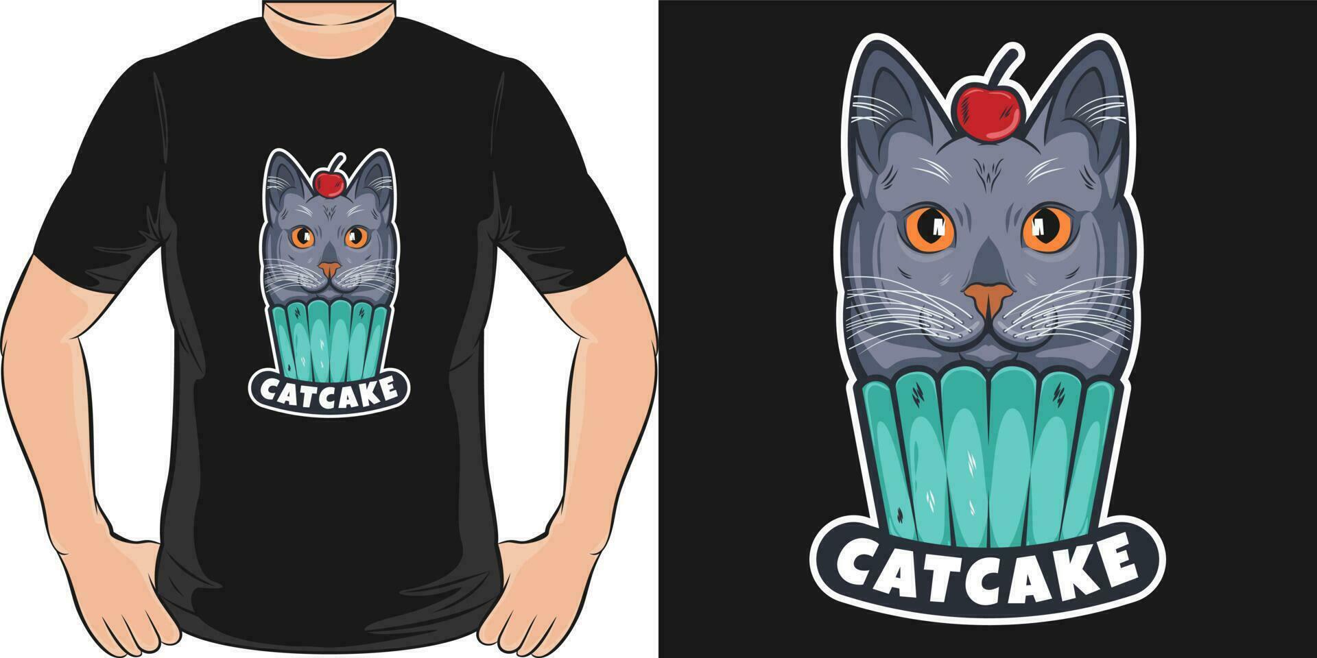 CatCake, Funny Quote T-Shirt Design. vector