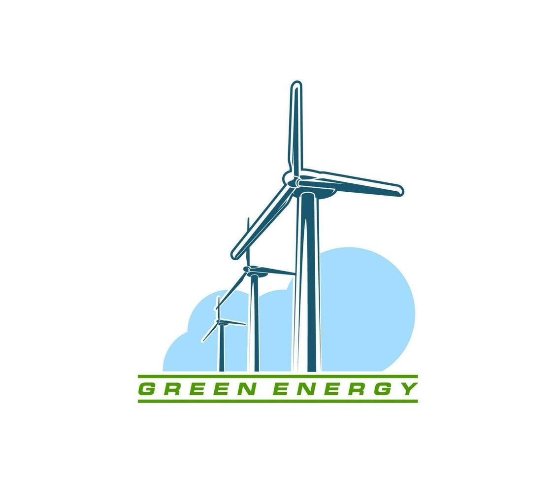 Wind turbine, green energy, power and electricity vector