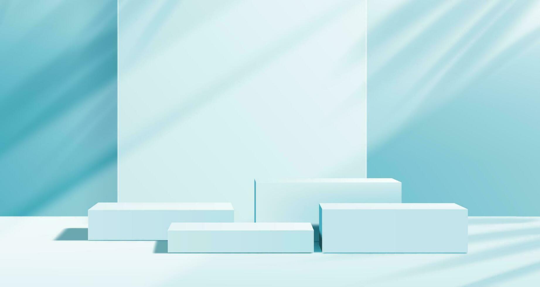 Blue podium, 3d realistic vector square platforms