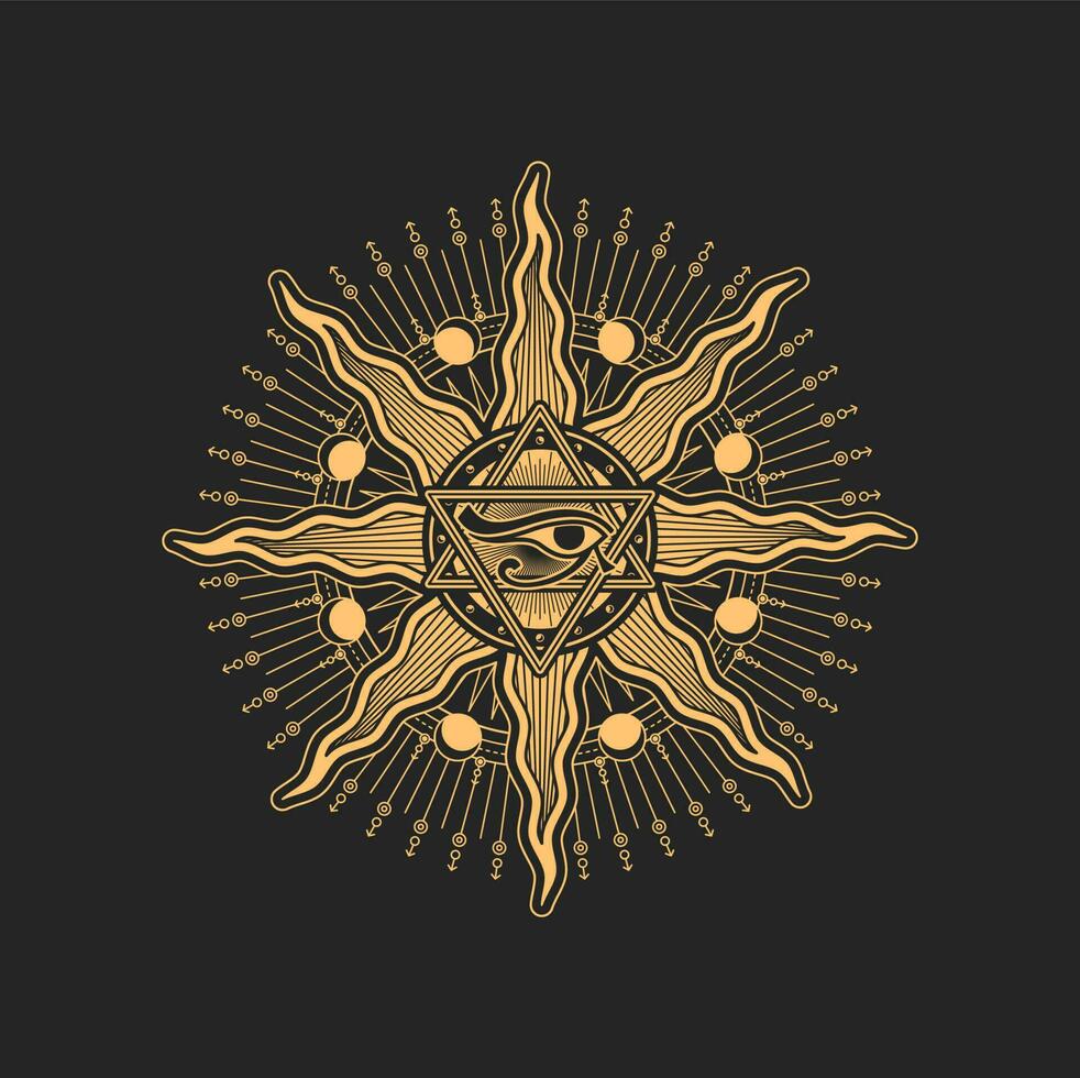 Occult esoteric pentagram with egyptian Horus eye vector